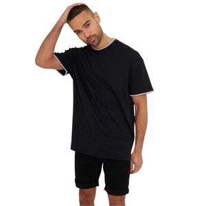 Threadbare Mens Zig Zag Knitted Regular T-Shirt / Black